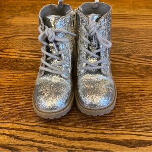 Old Navy Glittery Side-Zip Combat Boots for Toddler Girls silver glitter size 11